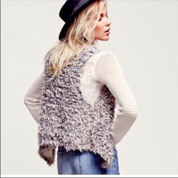 Free People Lace Lined Shag Carpet Vest Sze Medium - Picture 5 of 8